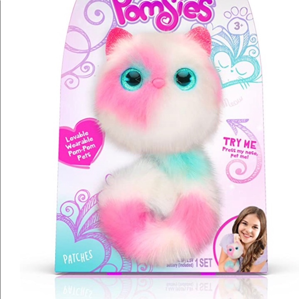 Pomsies Patches Plush InteractiveToys, White/Pink/